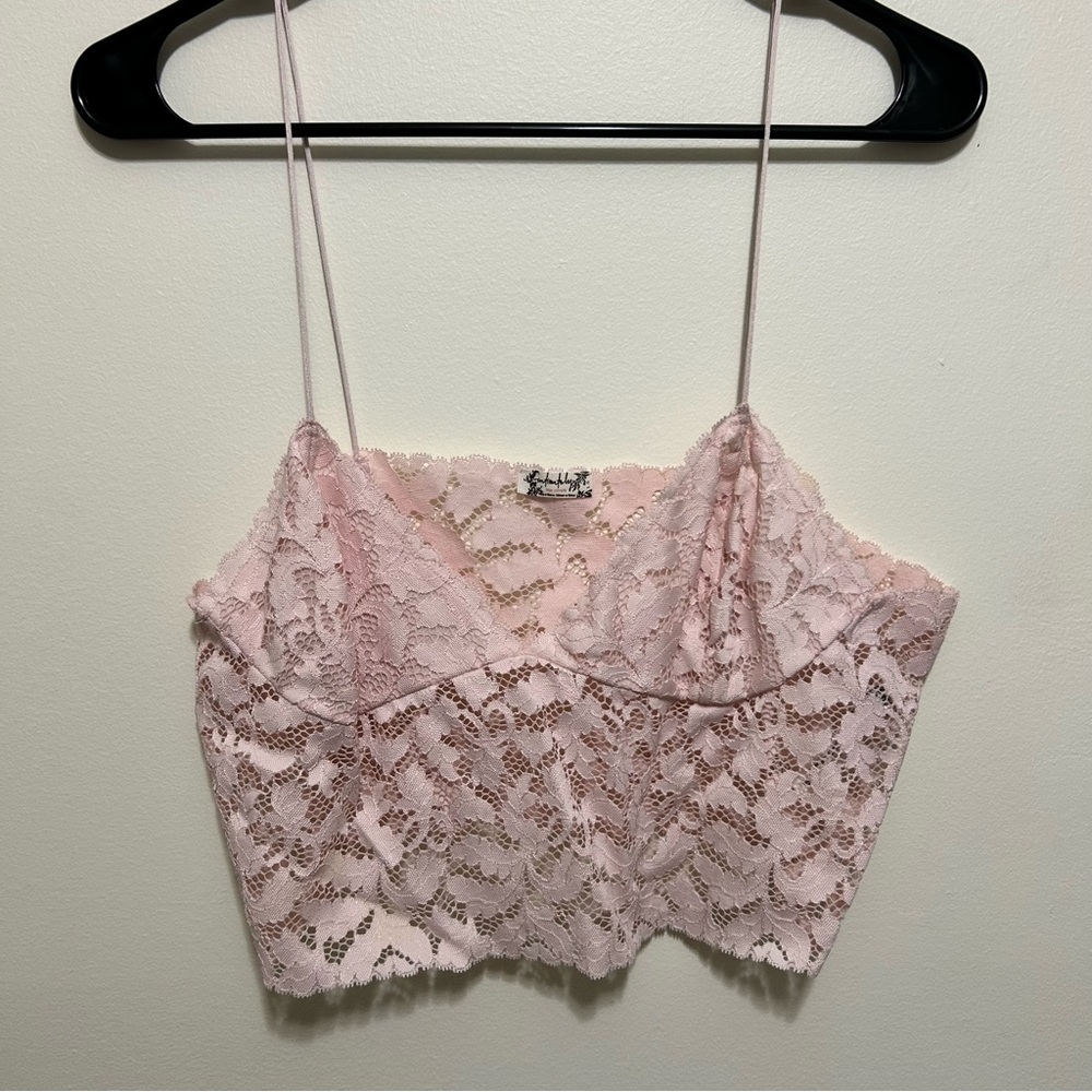 Free People Pink Lace Bralette Large